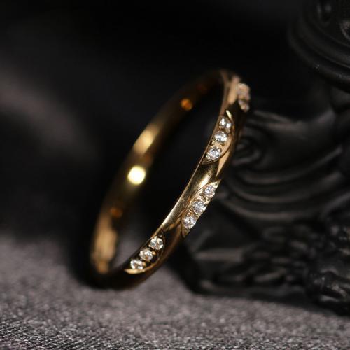 Rhinestone Stainless Steel Finger Ring, 304 Stainless Steel, Vacuum Ion Plating, fashion jewelry & for woman & with rhinestone, golden 