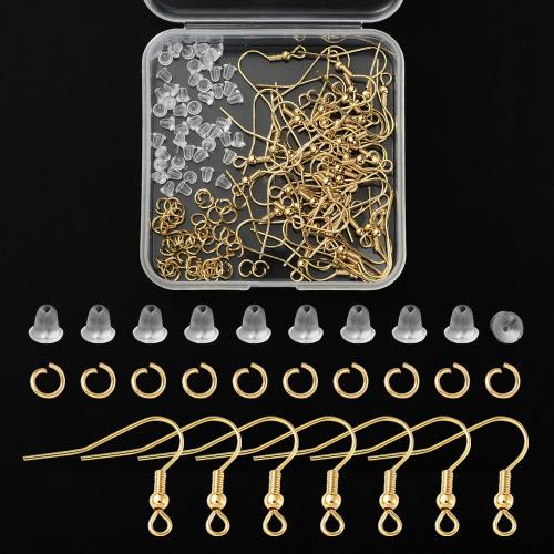 Zinc Alloy Hook Earwire, with Plastic Box, gold color plated, DIY, mixed colors 