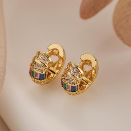 Boucles d'oreilles en laiton zircon cubique pavent, Placage, bijoux de mode & pavé de micro zircon, plus de couleurs à choisir Vendu par paire