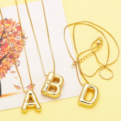Brass Jewelry Necklace, with 5cm extender chain, Alphabet Letter, plated, fashion jewelry golden cm 