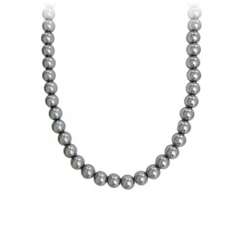 Sterling Silver Jewelry Necklace, 925 Sterling Silver, with Plastic Pearl, with 5CM extender chain, polished & for woman, grey Approx 41 cm 