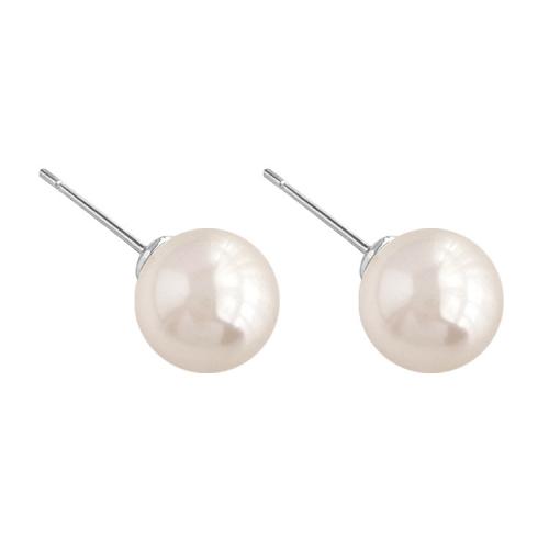 Sterling Silver Stud Earring, 925 Sterling Silver, with Shell Pearl, polished & for woman, platinum color 