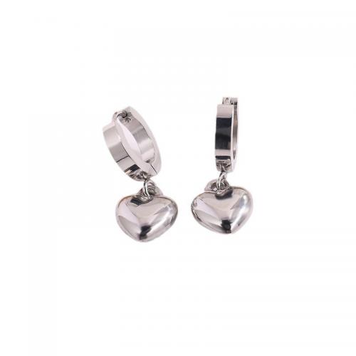 Huggie Hoop Drop Earring, Нержавеющая сталь 304, Другое покрытие, разные стили для выбора & Женский, серебряный, продается Пара