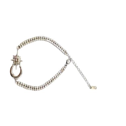 Titanium Steel Bracelet & Bangle, plated, for woman & with rhinestone 