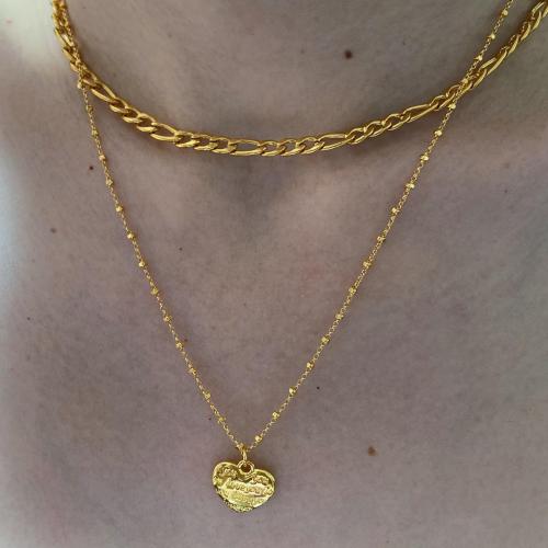 Ожерелье ручной латунные, Латунь, с титан, с 5cm наполнитель цепи, ювелирные изделия моды & Женский, Золотой, длина:Приблизительно 45 см, продается PC