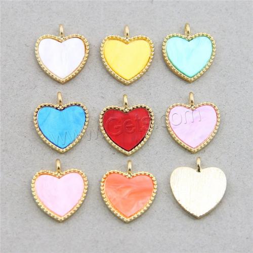 Zinc Alloy Enamel Pendants, with Acrylic, Heart, KC gold color plated, fashion jewelry & DIY Approx 