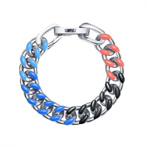 Titanium Steel Bracelet & Bangle, fashion jewelry & for man & enamel nickel, lead & cadmium free, 14mm 