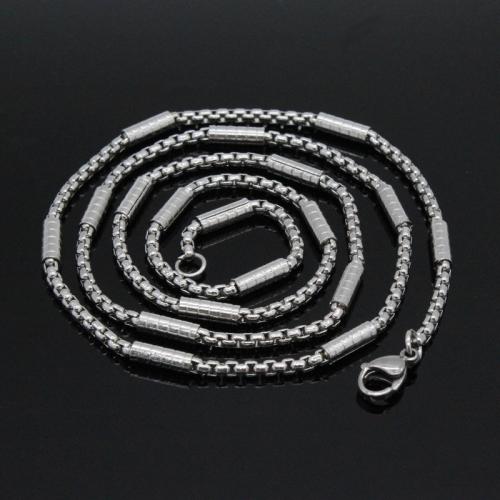 Halskette, 316 L Edelstahl, poliert, Modeschmuck & unisex, originale Farbe, frei von Nickel, Blei & Kadmium, 2.4mm, Länge:ca. 60 cm, verkauft von PC