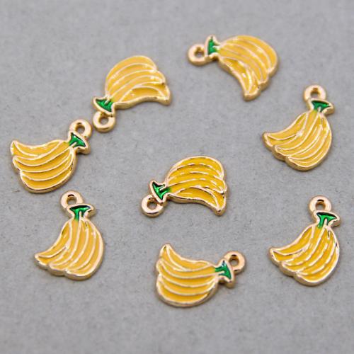 Zinc Alloy Enamel Pendants, Banana, KC gold color plated, fashion jewelry & DIY, yellow Approx 