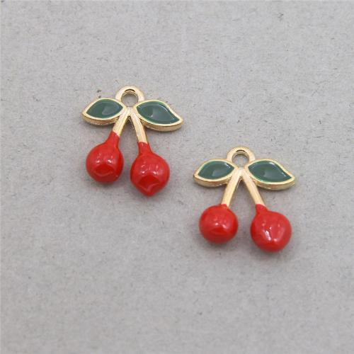 Zinc Alloy Enamel Pendants, Cherry, KC gold color plated, fashion jewelry & DIY, mixed colors Approx 
