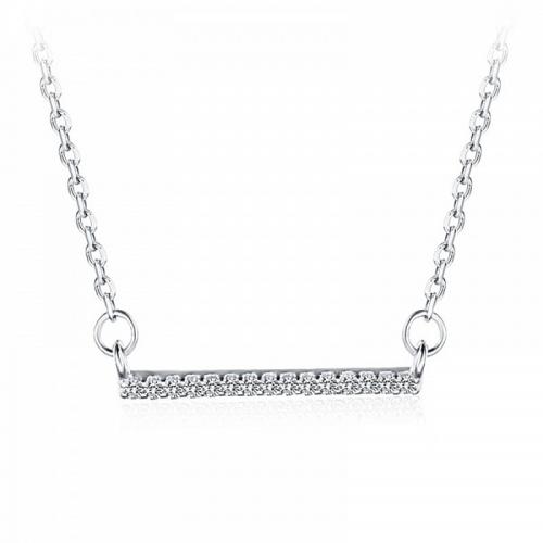 Cubic Zirconia Micro Pave Sterling Silver Necklace, 925 Sterling Silver, with 5cm extender chain, fashion jewelry & micro pave cubic zirconia & for woman Approx 45 cm 