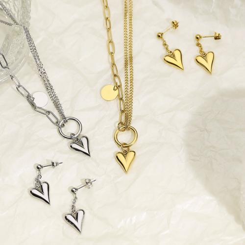 Fashion Stainless Steel Jewelry Sets, 304 Stainless Steel, Heart, fashion jewelry & for woman 