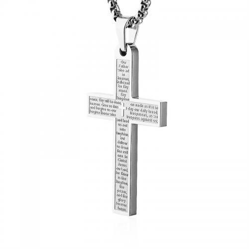Stainless Steel Jewelry Necklace, 304 Stainless Steel, with 2inch extender chain, Cross, fashion jewelry & Unisex Approx 22 Inch 