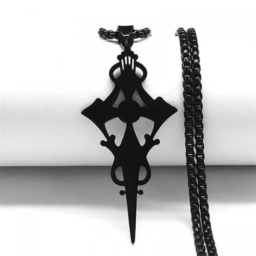 Collar de Acero Inoxidable, acero inoxidable 304, pulido, Joyería & unisexo, Negro, 50x25mm, longitud:aproximado 60 cm, Vendido por UD