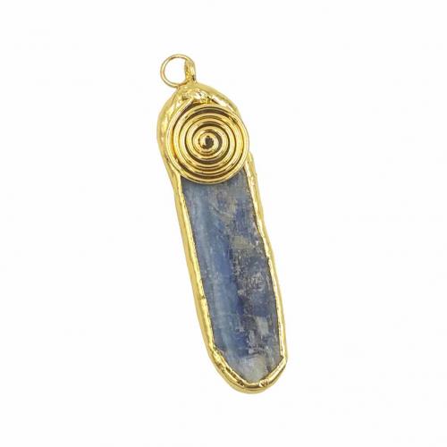 Gemstone Brass Pendants, with Kyanite, gold color plated, DIY mm mm [