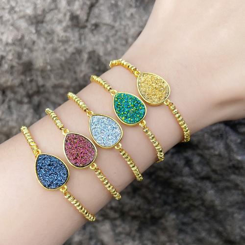 Bracelets de agate, laiton, avec agate quartz de glace, Placage, bijoux de mode, plus de couleurs à choisir, The inner diameter of the bracelet is 55cm, Vendu par PC