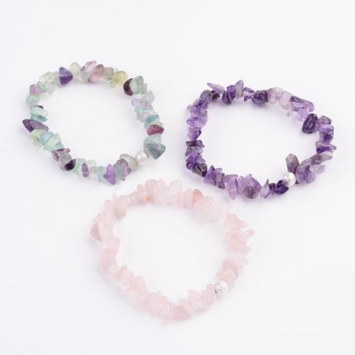Gemstone Bracelets, Elastic Thread, with Natural Stone, handmade, fashion jewelry & for woman, mixed colors, Inner 50mm., Approx 