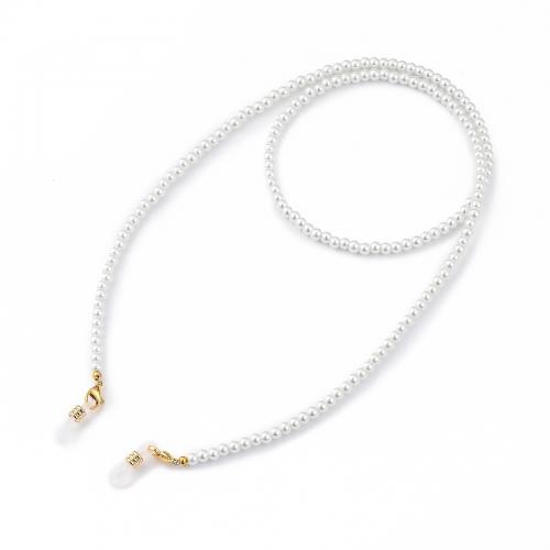 304 Stainless Steel Glasses Chain, with Glass Pearl, anti-skidding & multifunctional, white Approx 70.5 cm, Approx 