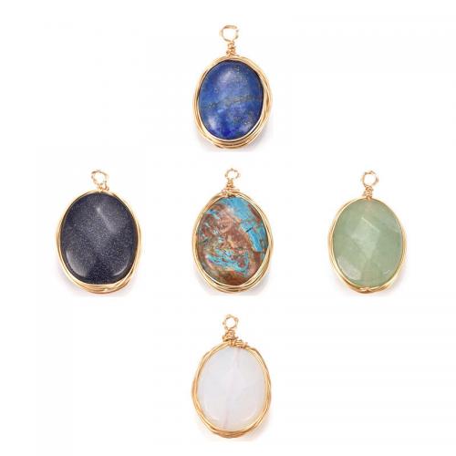 Gemstone Brass Pendants, with Natural Stone, DIY Approx 1.5-2.5mm, Approx 