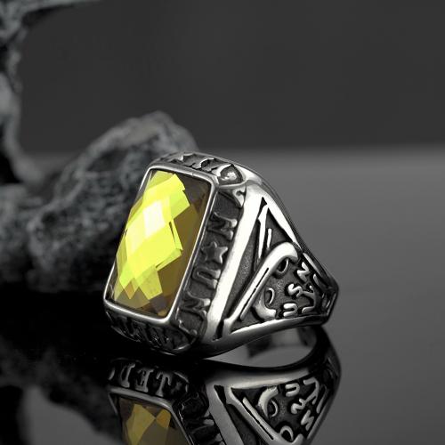Титан Сталь палец кольцо, титан, с Полудрагоценный камень, полированный, разный размер для выбора & Мужский, серебряный, продается PC