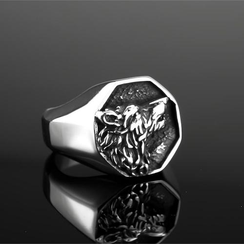 Anillo de dedo de acero Titanium de, Partículas de acero, pulido, diverso tamaño para la opción & para hombre, plateado, Vendido por UD