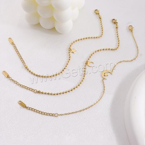 Stainless Steel Chain Bracelets, 304 Stainless Steel, plated, three pieces & for woman, golden 