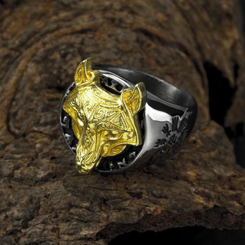 Титан Сталь палец кольцо, титан, полированный, разный размер для выбора & Мужский, Золотой, продается PC