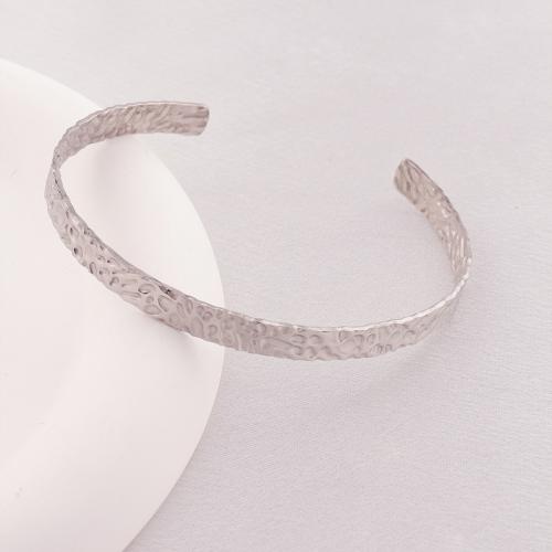 Stainless Steel Cuff Bangle, 304 Stainless Steel, plated, for woman, silver color 