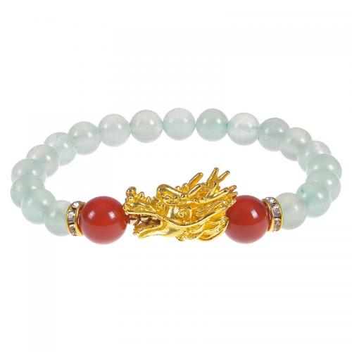 Gemstone Bracelet, with Zinc Alloy, Dragon, gold color plated & Unisex & with rhinestone Approx 6.6-8.5 Inch 