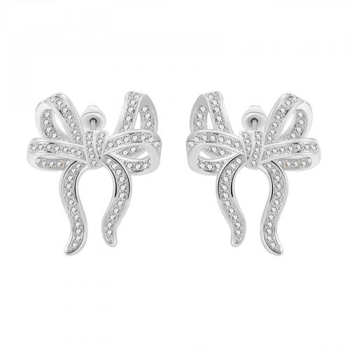 Cubic Zirconia Micro Pave Brass Earring, Bowknot, fashion jewelry & micro pave cubic zirconia & for woman [