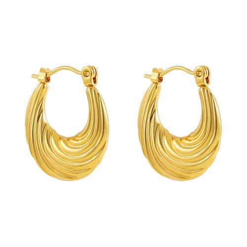 Edelstahl Baumeln Ohrring, 304 Edelstahl, 18K vergoldet, Modeschmuck & verschiedene Stile für Wahl & für Frau, goldfarben, verkauft von Paar
