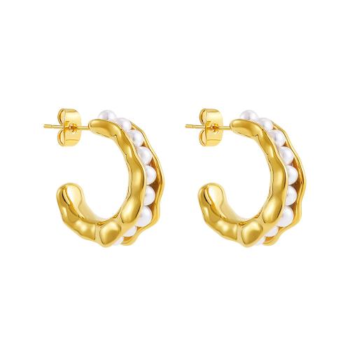 Edelstahl Stud Ohrring, 304 Edelstahl, mit Kunststoff Perlen, Modeschmuck & verschiedene Stile für Wahl & für Frau, keine, verkauft von Paar