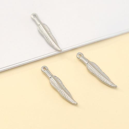 Stainless Steel Feather Pendant, 304 Stainless Steel, polished, fashion jewelry & DIY, original color [