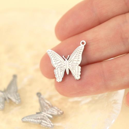 Stainless Steel Pendants, 304 Stainless Steel, Butterfly, polished, fashion jewelry & DIY, original color 