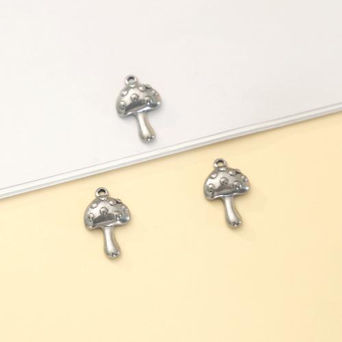 Stainless Steel Pendants, 304 Stainless Steel, mushroom, polished, fashion jewelry & DIY, original color 