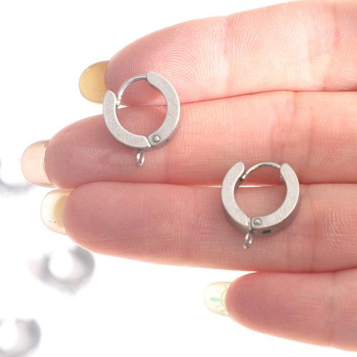 Stainless Steel Hoop Earring Component, 304 Stainless Steel, Donut, polished, fashion jewelry & DIY, original color 