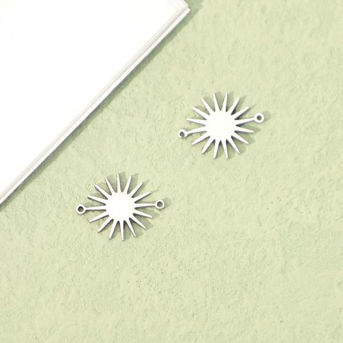 Stainless Steel Charm Connector, 304 Stainless Steel, Sun, polished, fashion jewelry & DIY & 1/1 loop, original color 