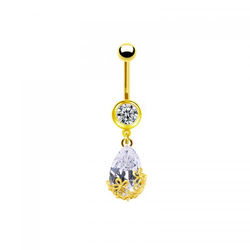 Zinc Alloy Belly Ring, fashion jewelry & for woman & with rhinestone 