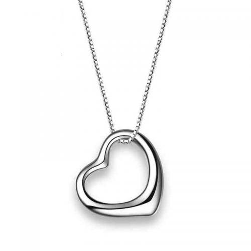 Sterling Silver Jewelry Necklace, 925 Sterling Silver, Heart, fashion jewelry & for woman Approx 45 cm 