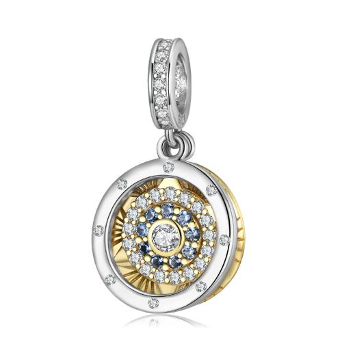 Cubic Zirconia Micro Pave Sterling Silver Pendant, 925 Sterling Silver, DIY & micro pave cubic zirconia Approx 4.5mm 