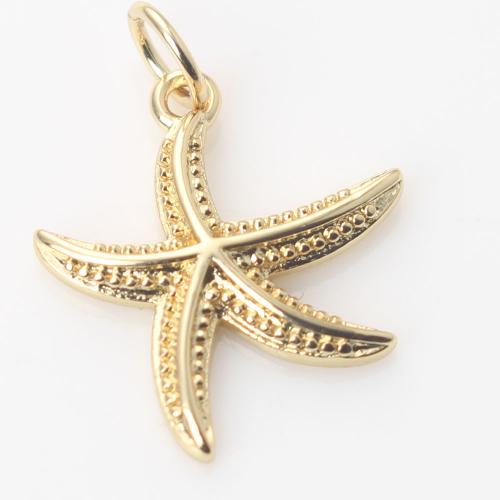 Латунные Подвески в форме животного, Латунь, Морская звезда, плакирован золотом, DIY продается PC[