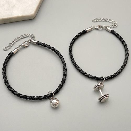 PU Leather Cord Bracelets, Zinc Alloy, with PU Leather, plated, fashion jewelry & for man 
