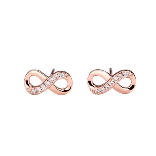 925 Sterling Silver Stud Earring, Infinity, plated, micro pave cubic zirconia & for woman 