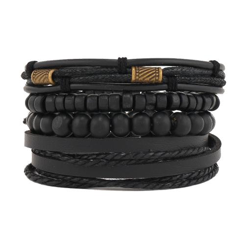 PU Leather Cord Bracelets, Zinc Alloy, with leather cord, handmade, fashion jewelry & for man Approx 18 cm 