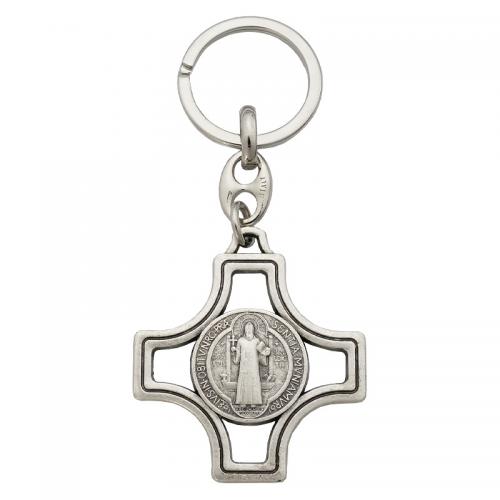bijoux de porte-clés en Alliage de zinc, croix, Vintage & unisexe, argent, Vendu par PC