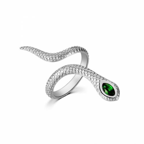 Titanium Steel Finger Ring, Snake, Vacuum Ion Plating, fashion jewelry & for woman & with rhinestone nickel, lead & cadmium free, 42mm, Inner Approx 17mm 