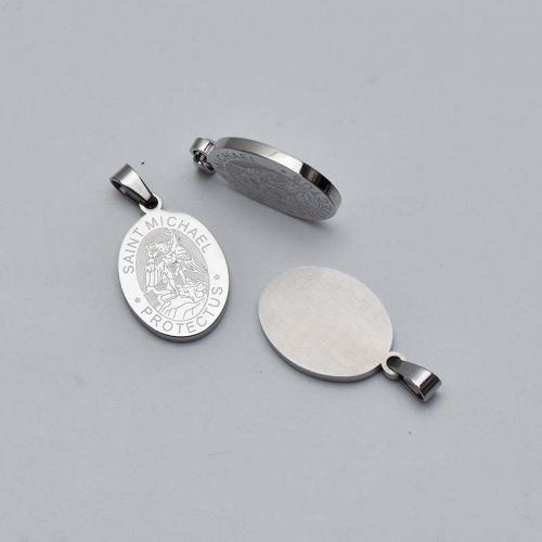 Stainless Steel Pendants, 304 Stainless Steel, Flat Oval, polished, fashion jewelry & DIY, original color 