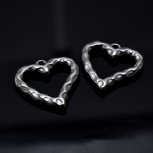 Stainless Steel Heart Pendants, 304 Stainless Steel, polished, fashion jewelry & DIY & hollow, original color 