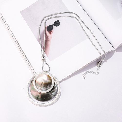 Zinc Alloy Sweater Chain Necklace, with Shell, plated, fashion jewelry & for woman Approx 80 cm 