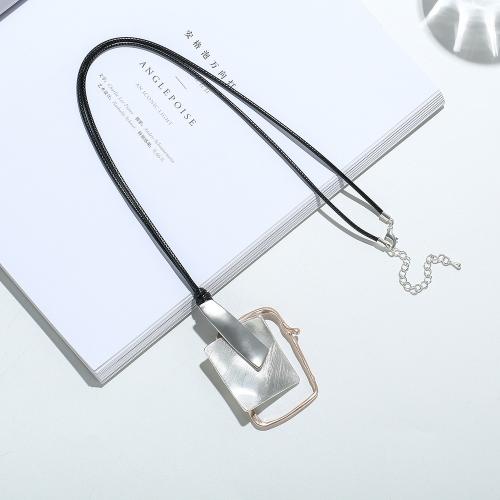 Zinc Alloy Sweater Chain Necklace, with Wax Cord, plated, fashion jewelry & for woman Approx 80 cm 